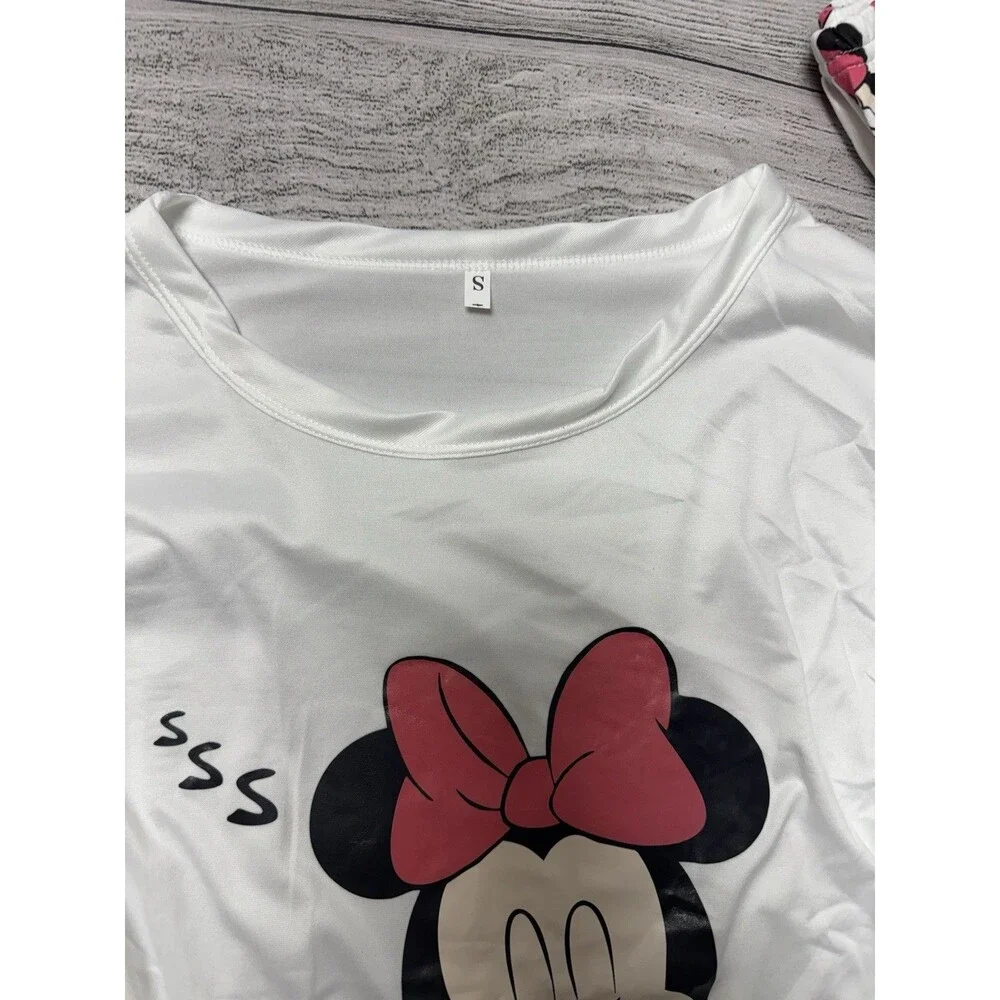 Minnie Mouse Ladies Pajama Set 3Pc Short + Pants  Size L  New 139 - Picture 5 of 8